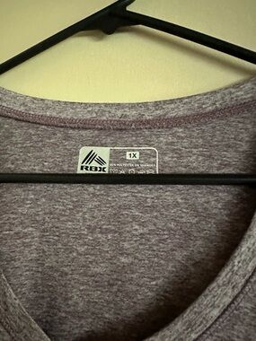 RBX Heather Mauve Short Sleeve V-Neck Top